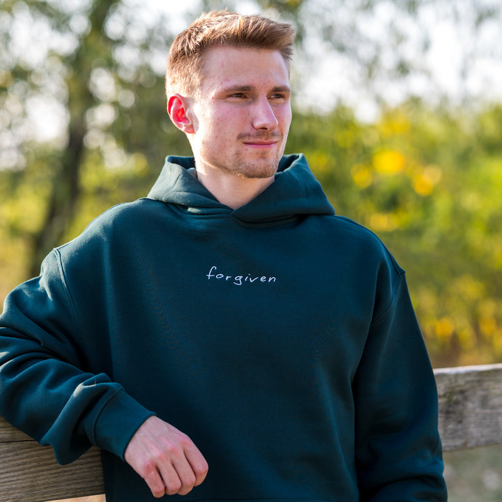 "forgiven" Embroidered Oversized Hoodie